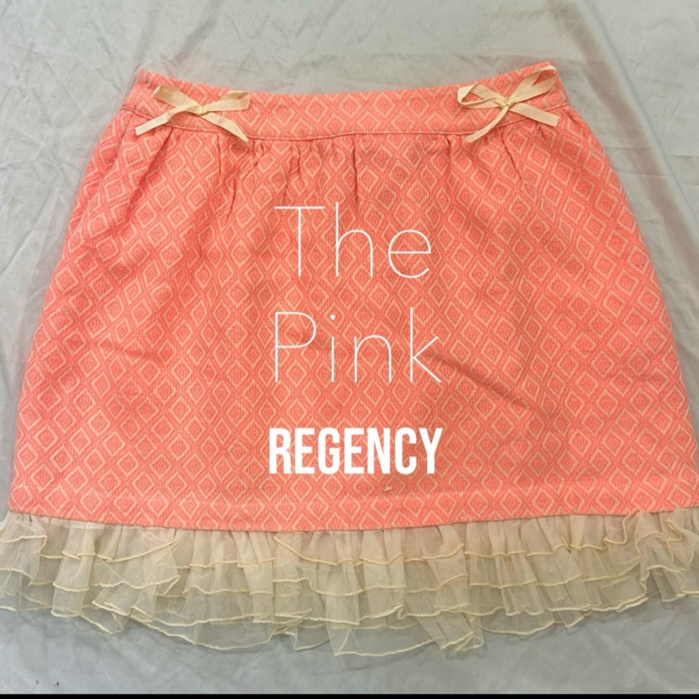 Pink Regency Hand-Adorned Lace Hem Skirt with Ribbon Bows